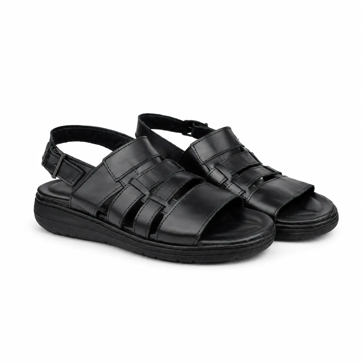 Sandales pour homme 022 Noir Cuir  miniature